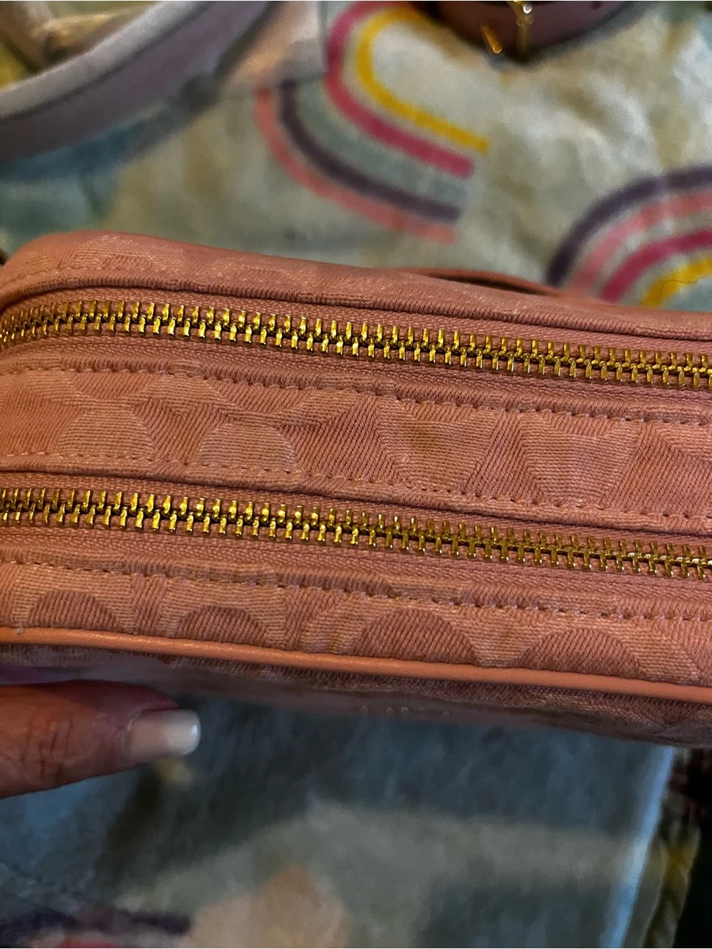 Coach Pink Signature Denim Carey Mini Bag And Wristlet - Picture 13 of 16